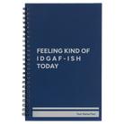 Small blue spiral notebook laser etched with 'Idgaf ish' design