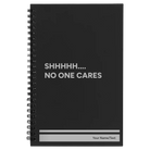 Small black spiral notebook laser etched with 'Shhhh' design