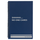 Small blue spiral notebook laser etched with 'Shhhh' design