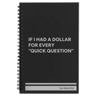 Small black spiral notebook laser etched with 'If I Had a Dollar' design