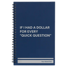 Small blue spiral notebook laser etched with 'If I Had a Dollar' design