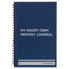 Small blue spiral notebook laser etched with 'My Short-Term Memory Journal' design