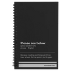 Small black spiral notebook laser etched with 'Per My Last Email' design