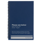 Small blue spiral notebook laser etched with 'Per My Last Email' design