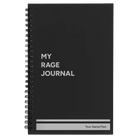 Small black spiral notebook laser etched with 'My rage journal' design