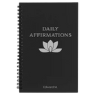 Small black spiral notebook laser etched with 'Daily Affirmations' design