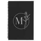 Small black spiral notebook laser etched with 'Floral Circle' design