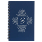 Small blue spiral notebook laser etched with 'Floral Initals' design