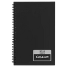 Small black spiral notebook laser etched with 'Hello My Name is' design