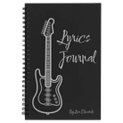 Small black spiral notebook laser etched with 'Lyrics' design