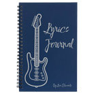 Small blue spiral notebook laser etched with 'Lyrics' design