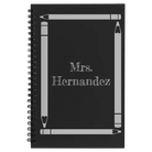 Small black spiral notebook laser etched with 'Pencils' design