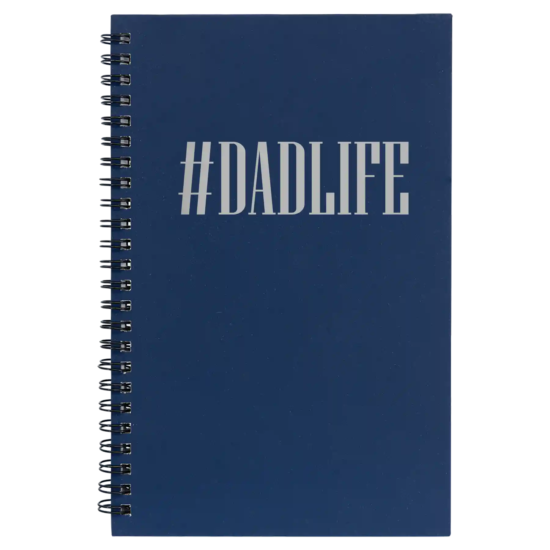 Small blue spiral notebook laser etched with 'Dadlife' design