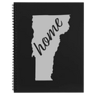Large black spiral notebook laser etched with 'Vermont Home' design