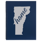 Large blue spiral notebook laser etched with 'Vermont Home' design
