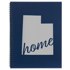 Large blue spiral notebook laser etched with 'Utah Home' design
