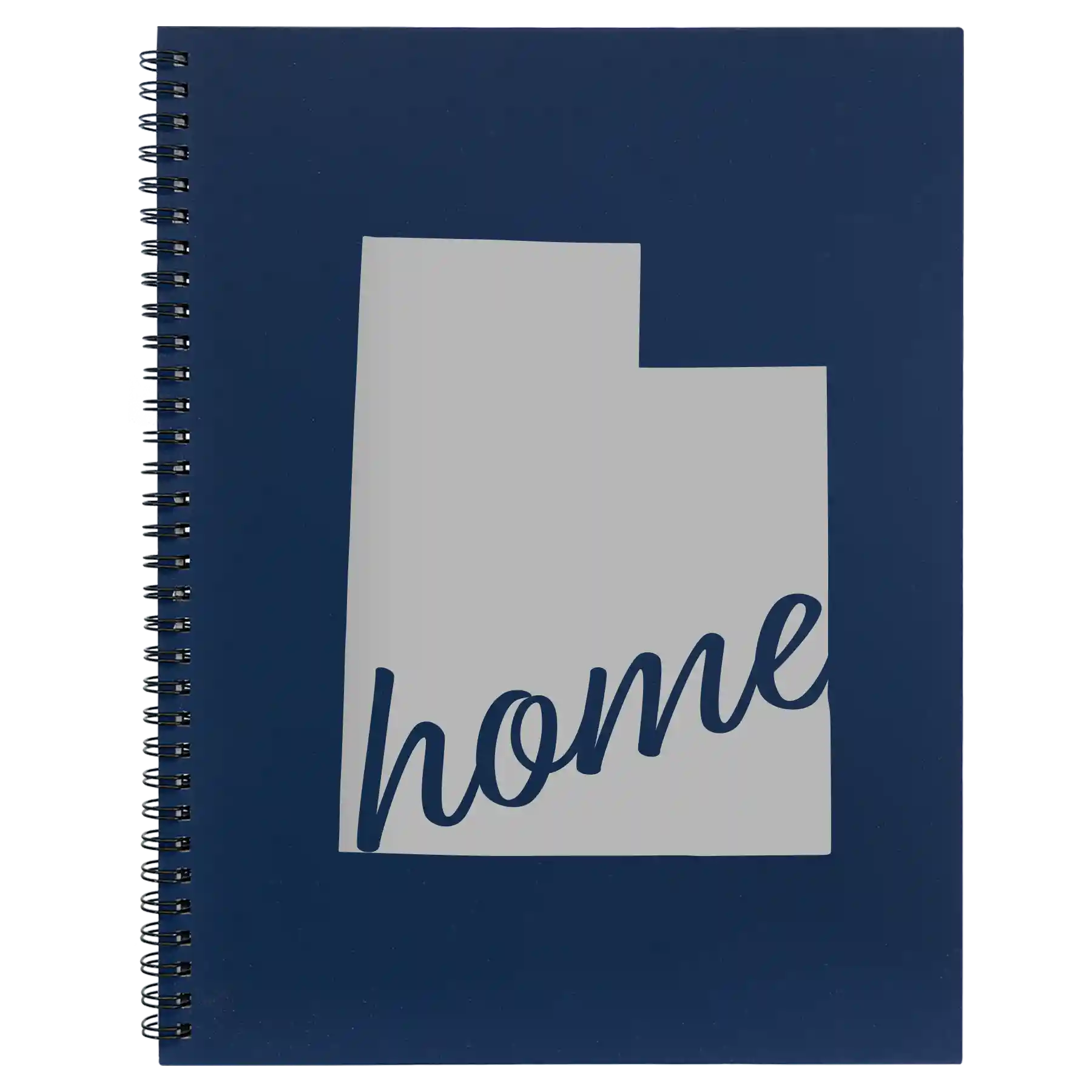Large blue spiral notebook laser etched with 'Utah Home' design