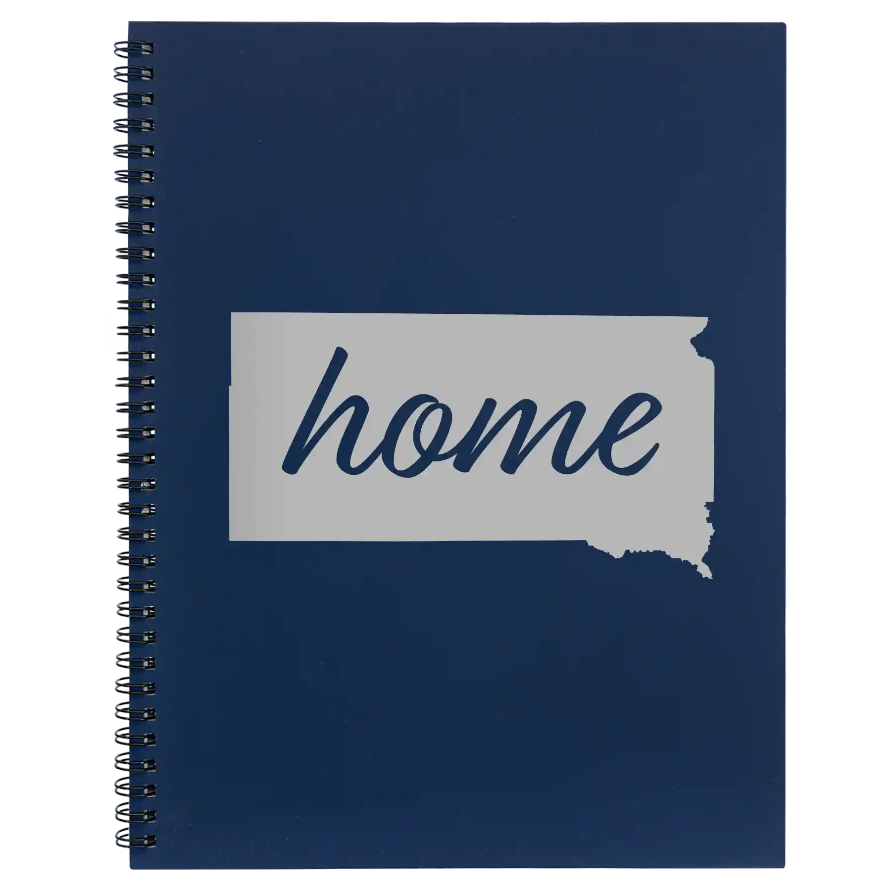 Large blue spiral notebook laser etched with 'South Dakota Home' design