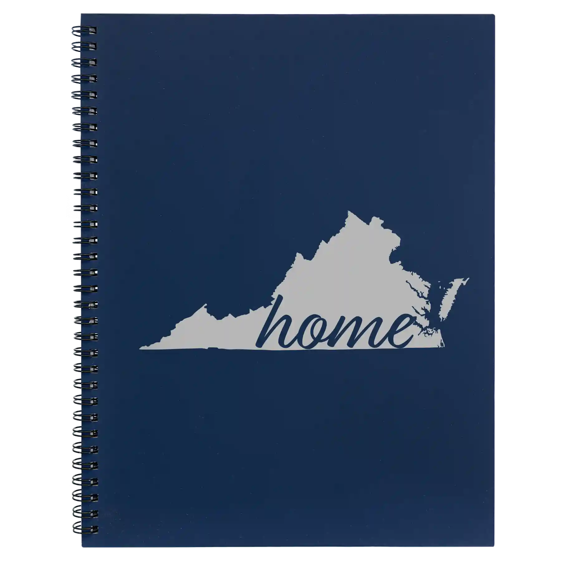 Large blue spiral notebook laser etched with 'Virginia Home' design