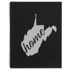 Large black spiral notebook laser etched with 'West Virginia Home' design