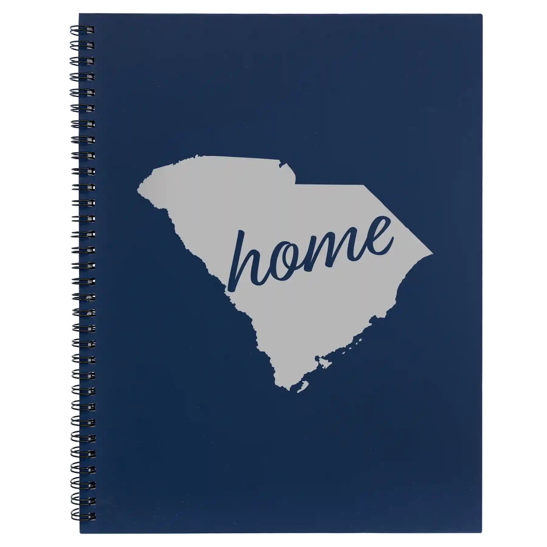Large blue spiral notebook laser etched with 'South Carolina Home' design