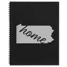 Large black spiral notebook laser etched with 'Pennsylvania Home' design