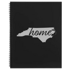 Large black spiral notebook laser etched with 'North Carolina Home' design