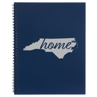 Large blue spiral notebook laser etched with 'North Carolina Home' design