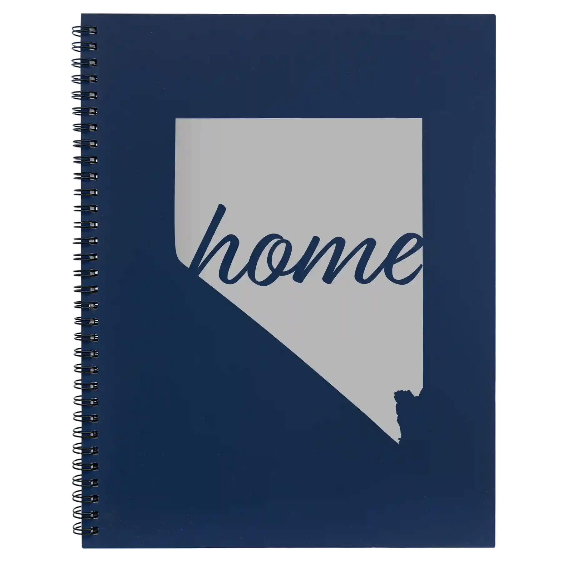 Large blue spiral notebook laser etched with 'Nevada Home' design