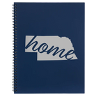 Large blue spiral notebook laser etched with 'Nebraska Home' design
