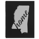 Large black spiral notebook laser etched with 'Mississippi Home' design