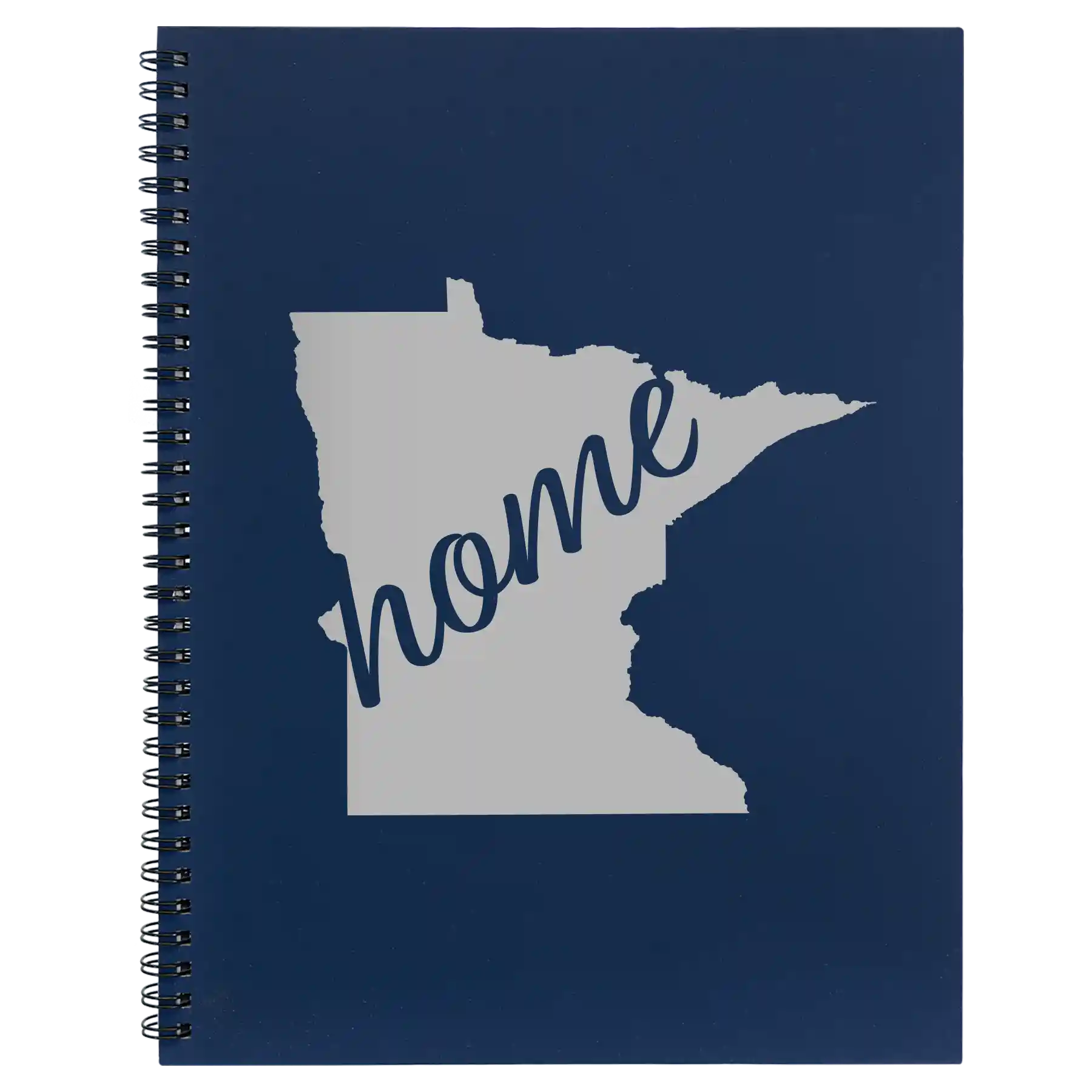 Large blue spiral notebook laser etched with 'Minnesota Home' design