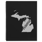 Large black spiral notebook laser etched with 'Michigan Home' design