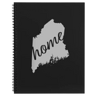 Large black spiral notebook laser etched with 'Maine Home' design