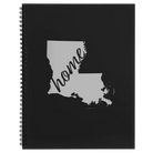 Large black spiral notebook laser etched with 'Louisiana Home' design