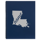 Large blue spiral notebook laser etched with 'Louisiana Home' design