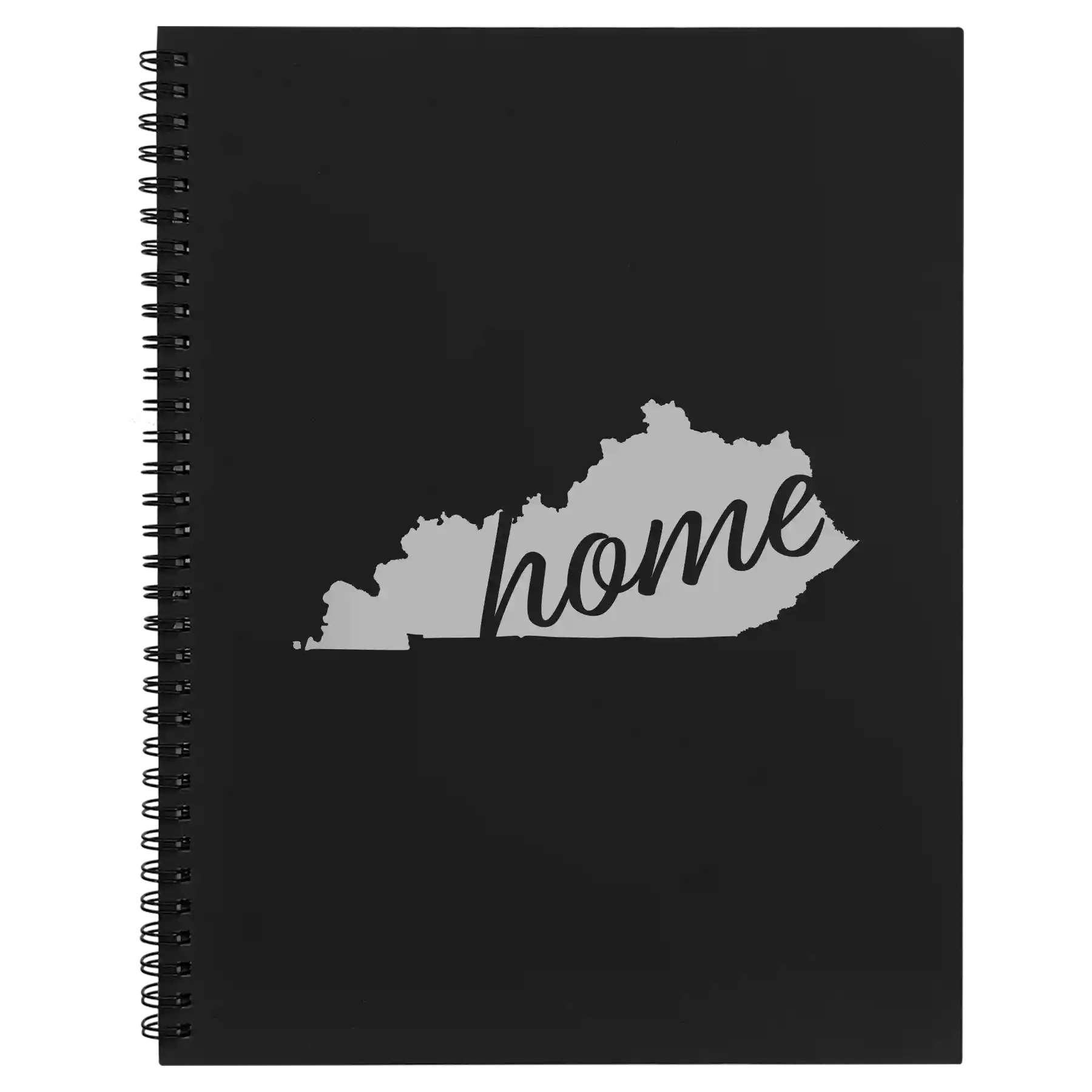 Large black spiral notebook laser etched with 'Kentucky Home' design