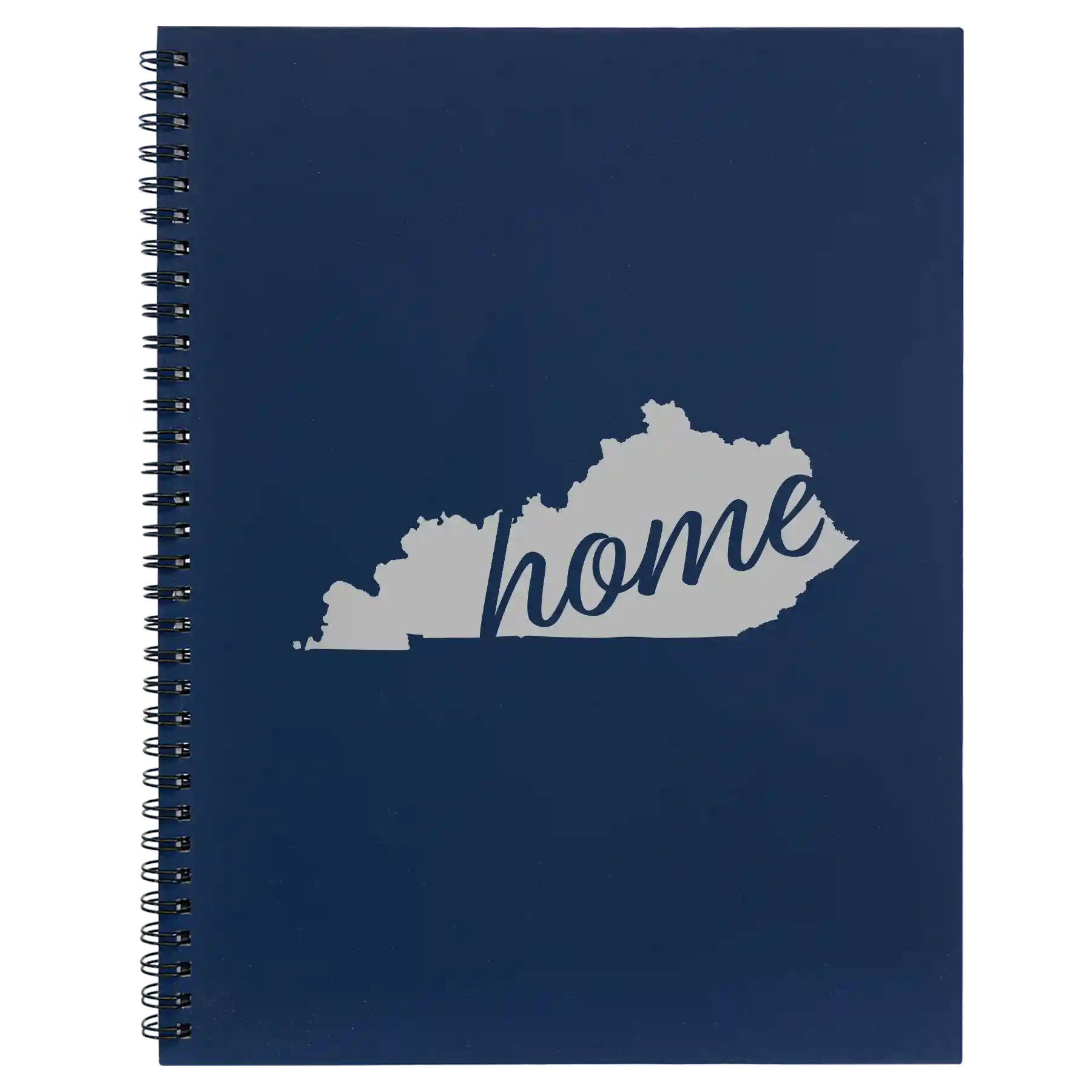 Large blue spiral notebook laser etched with 'Kentucky Home' design