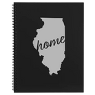 Large black spiral notebook laser etched with 'Illinois Home' design