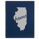 Large blue spiral notebook laser etched with 'Illinois Home' design