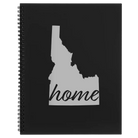 Large black spiral notebook laser etched with 'Idaho Home' design
