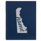 Large blue spiral notebook laser etched with 'Delaware Home' design