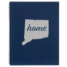 Large blue spiral notebook laser etched with 'Connecticut Home' design