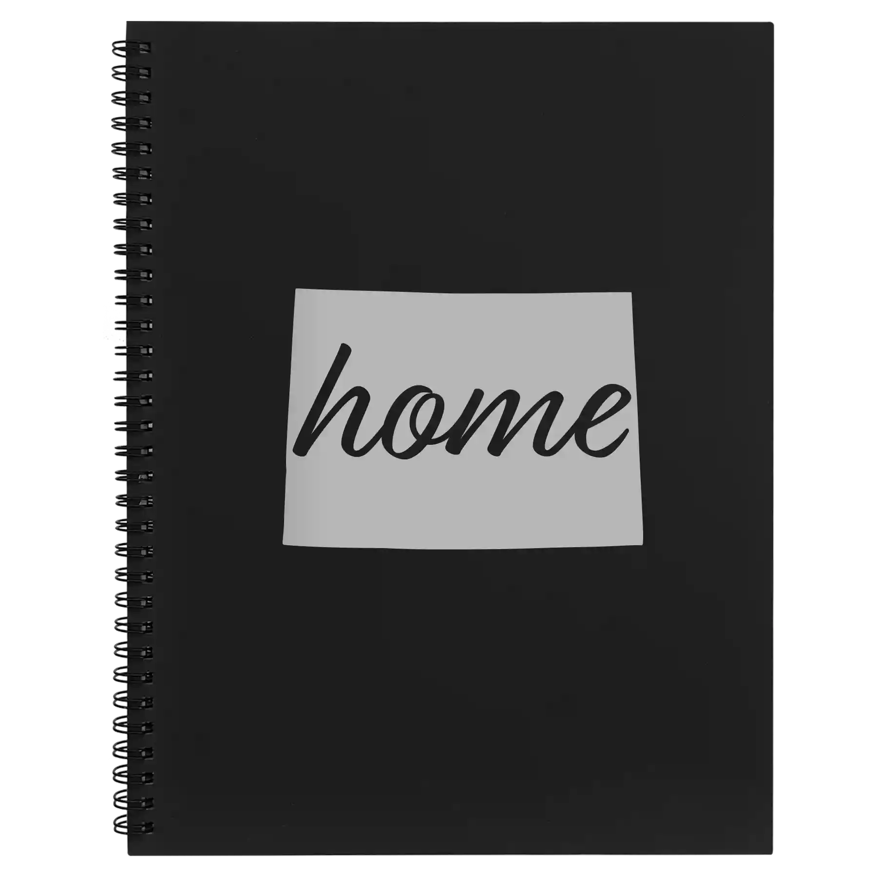 Large black spiral notebook laser etched with 'Colorado Home' design