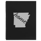 Large black spiral notebook laser etched with 'Arkansas Home' design