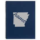 Large blue spiral notebook laser etched with 'Arkansas Home' design