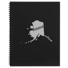 Large black spiral notebook laser etched with 'Alaska Home' design