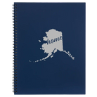 Large blue spiral notebook laser etched with 'Alaska Home' design