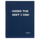 Large blue spiral notebook laser etched with 'Doing the Best' design