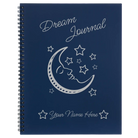 Large blue spiral notebook laser etched with 'Dream Journal' design